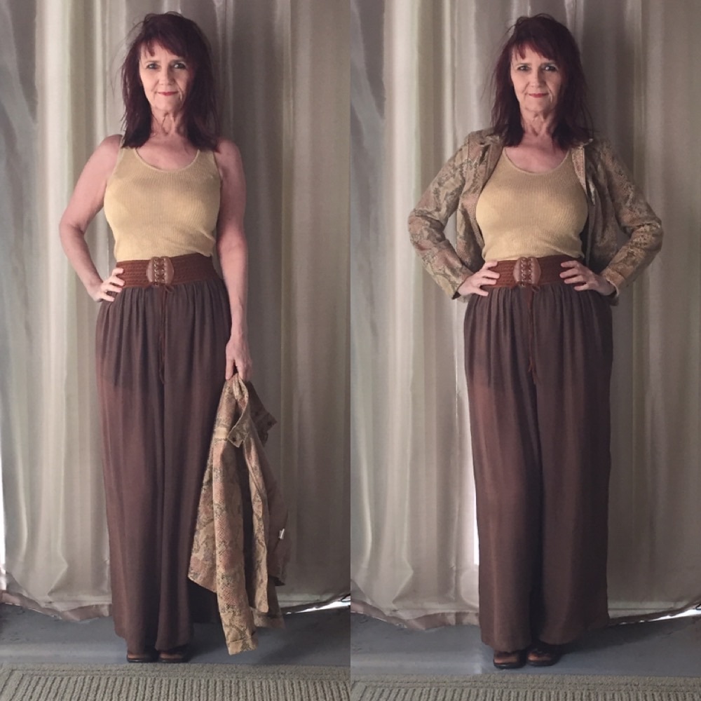 BROWN GAUZE GAUCHO PANTS BY POETRY